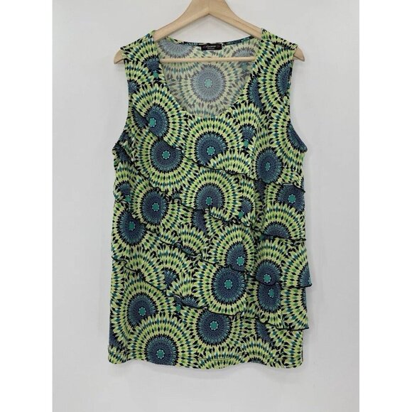 Cocomo Plus Size Green Tiered‎ Boho Liquid Knit Blouse See Measurements (1x?) - Picture 1 of 7